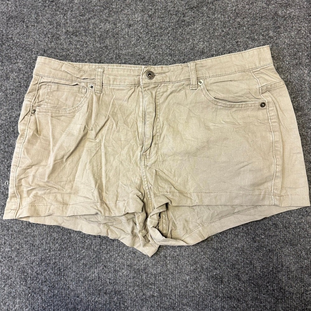 Lee Shorts Womens Size 16 Beige Riveted Ultimate 5 Casual Stretch Khaki Cotton